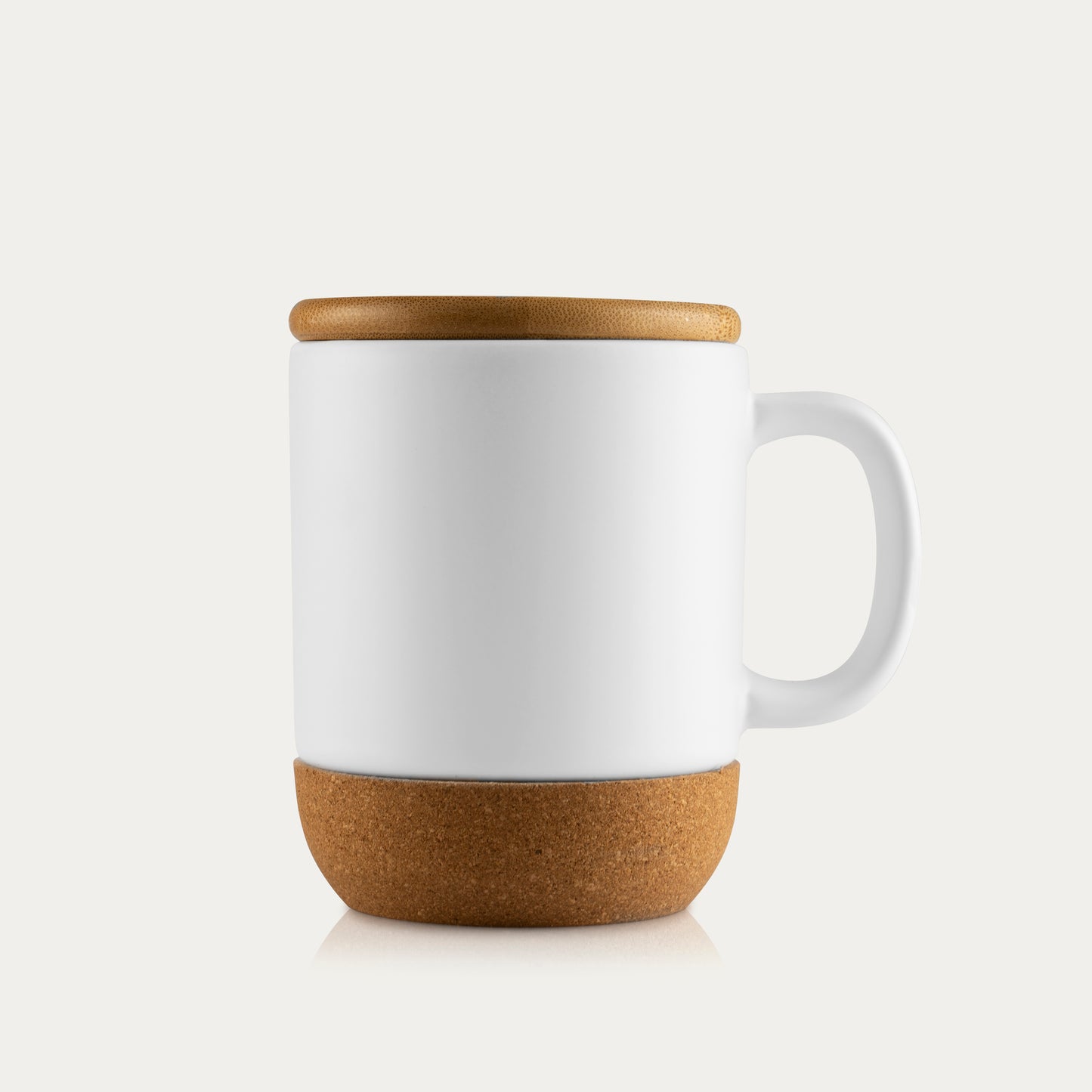 Cork Coffee Mug | Cork Base Bamboo Lid Porcelain Mug