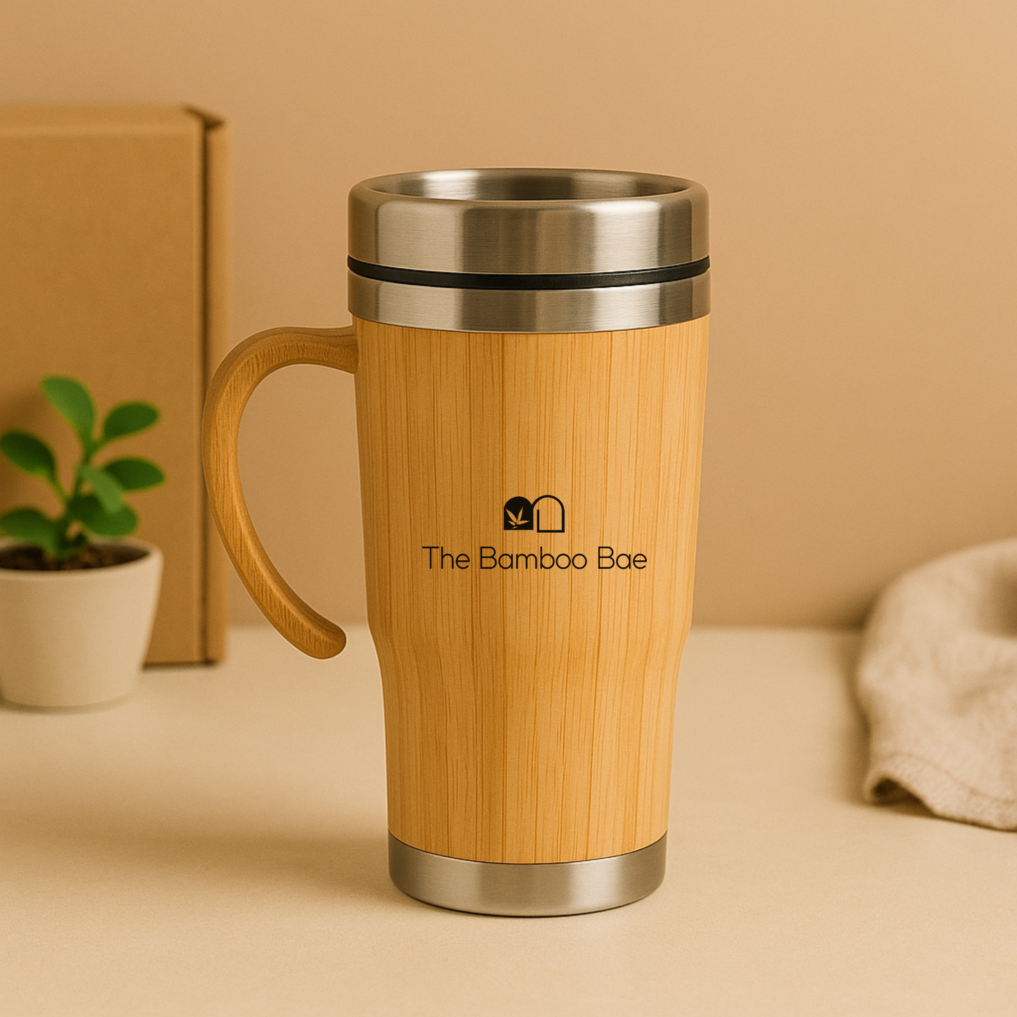 Bamboo Travel Tumbler with Stainless Steel Lid | Reusable Eco-Friendly Coffee & Tea Mug