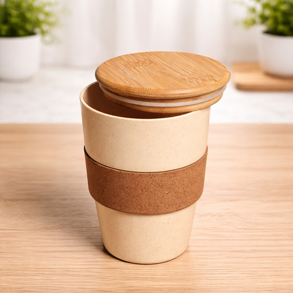 Reusable Wheat Straw Mug – Eco-Friendly Travel Cup with Lid