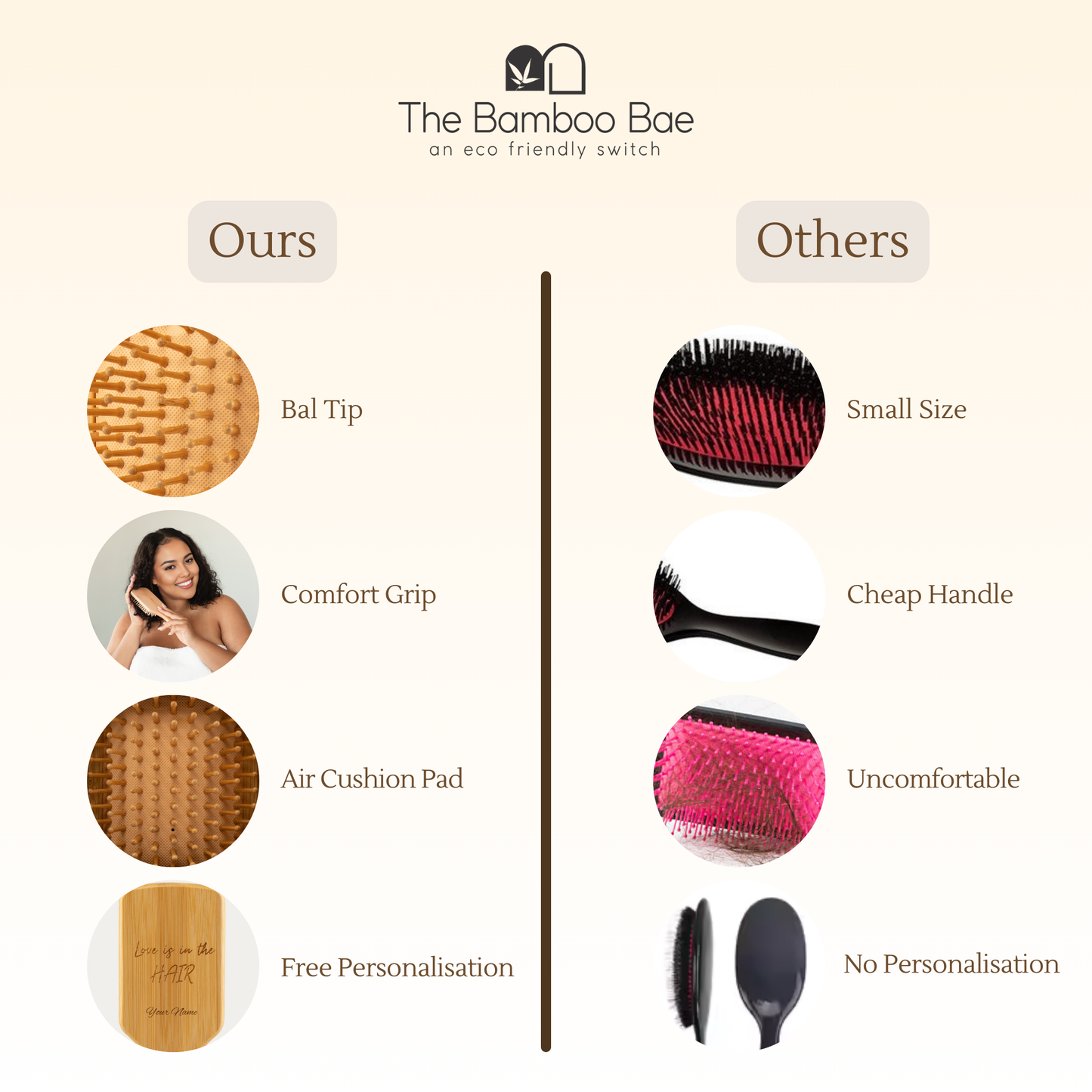 Bamboo Hair Brush - Paddle Brush for Women & Men - Bamboo Comb - Eco-Friendly Bamboo Hair Brush for Hair Care & Growth