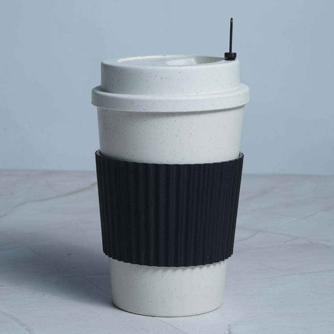 Reusable Bamboo Fiber Coffee Cup with Natural Cork Sleeve – Eco Travel Mug