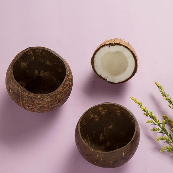 Eco-friendly coconut shell snack bowl with matte finish – handcrafted natural dining bowl for snacks and smoothies.