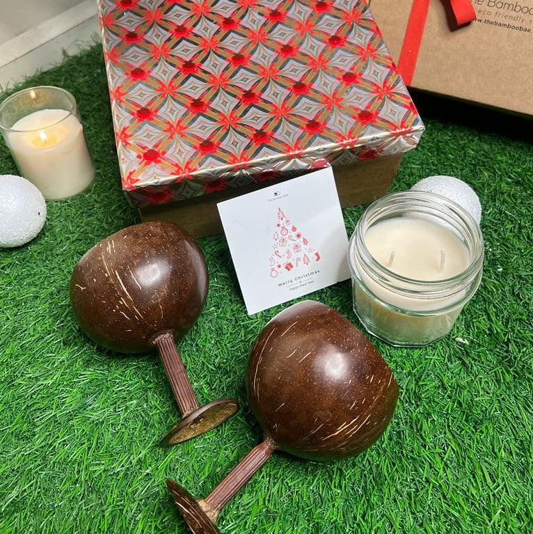 Sustainable Festivity Set | Sustainable Celebration with Wine Glasses & Soy Candle