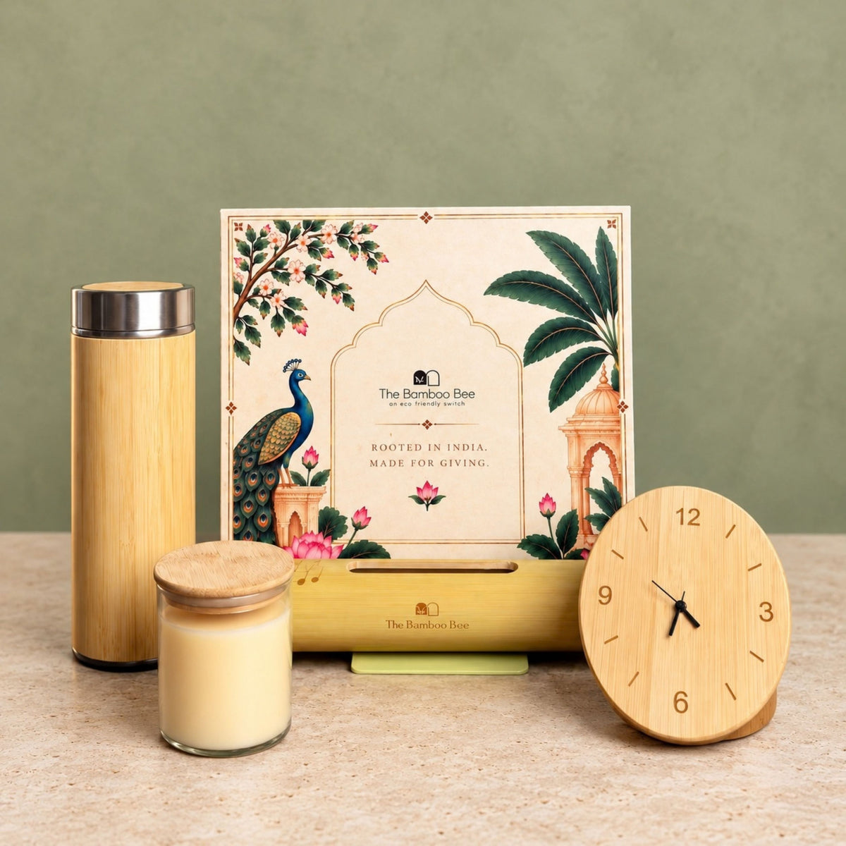Bamboo Tumblers, Soy Candle, Clock & Amplifier Set - Festive Gifting by The Bamboo Bae