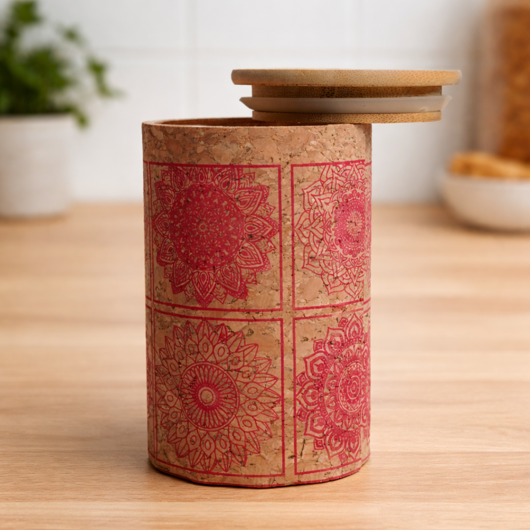 Mandala Cork Soy Wax Candle with Bamboo Lid | Eco-Friendly Aromatherapy Home Décor Candle