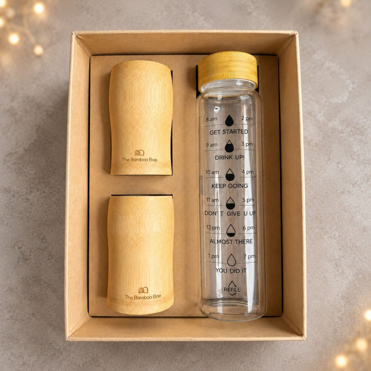 Bamboo Tumblers & Motivational Water Bottle Set - Festive Gifting by The Bamboo Bae