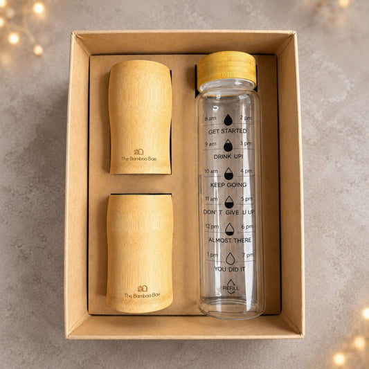 Bamboo Tumblers & Motivational Water Bottle Set - Festive Gifting by The Bamboo Bae
