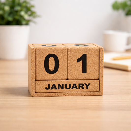 Perpetual Cork Desk Calendar | The Bamboo Bae