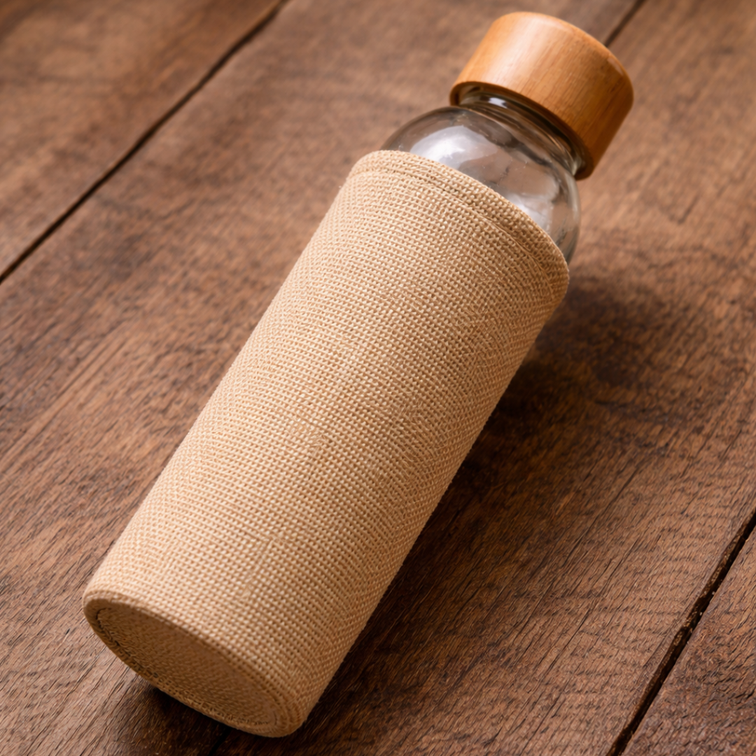 Jute Sleeve Glass Bottle – Hotel Amenities & Reusable Water Bottle