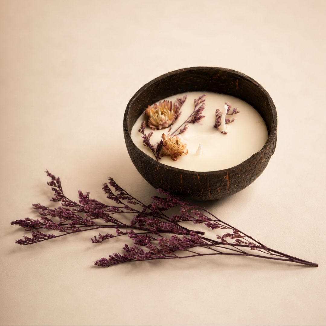 Sunlit Lemongrass - Coconut Shell Soy Wax Candle with Lemongrass Fragrance