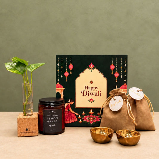 Lemongrass Soy Candle & Decorative Accessories Hamper - Festive Gifting by The Bamboo Bae