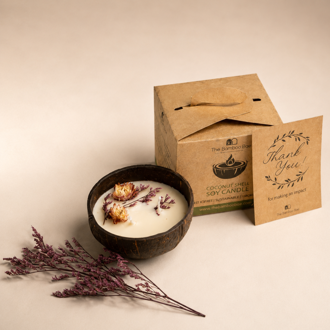 Sunlit Lemongrass - Coconut Shell Soy Wax Candle with Lemongrass Fragrance