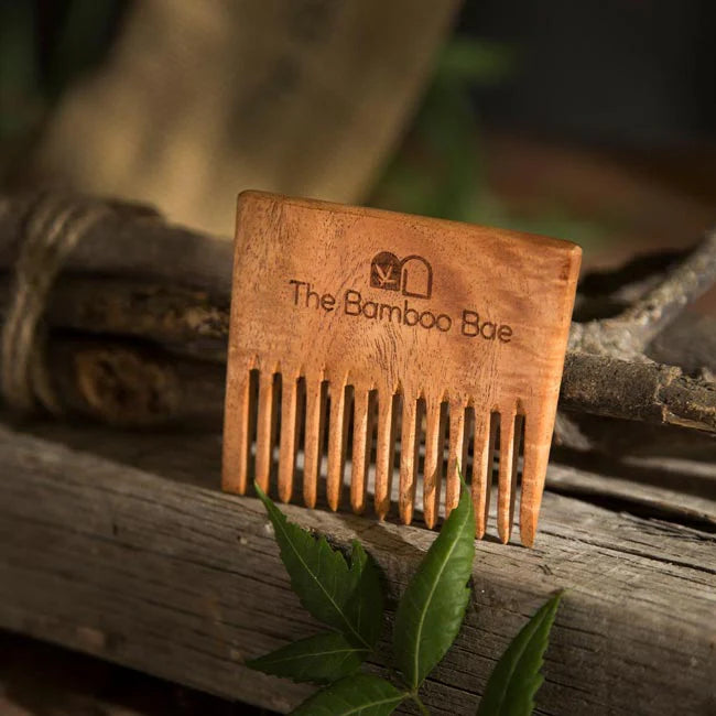 Neem Wooden Comb – Natural Dual-Tooth Hair Comb | Dandruff Control, Frizz Reduction & Gentle Detangling | Suitable for All Hair Types