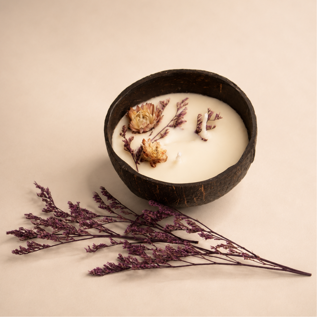 Sunlit Lemongrass - Coconut Shell Soy Wax Candle with Lemongrass Fragrance