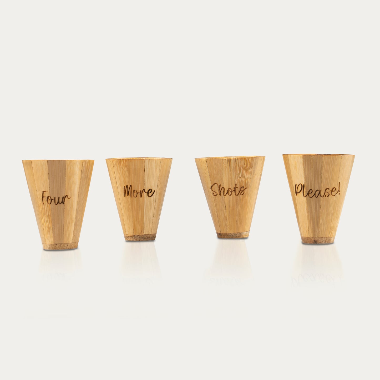Bamboo Shot Glasses Set of 4 | Handmade Vodka Glasses | Unique Wooden Tequila Shot Glasses