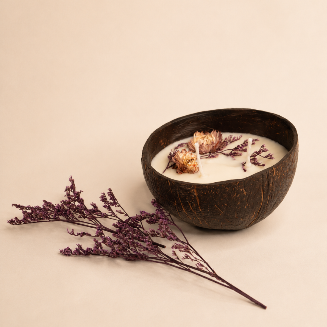Sunlit Lemongrass - Coconut Shell Soy Wax Candle with Lemongrass Fragrance