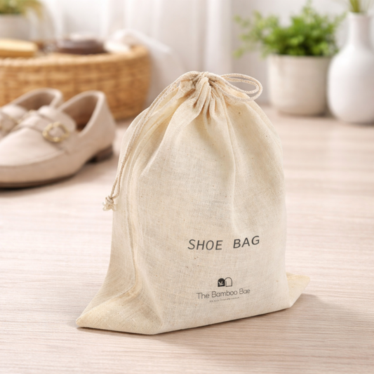 Reusable Natural Fabric Shoe Bag – Travel & Storage Pouch