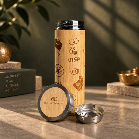 Bamboo Manifestation Travel Bottle with Stainless Steel Lid