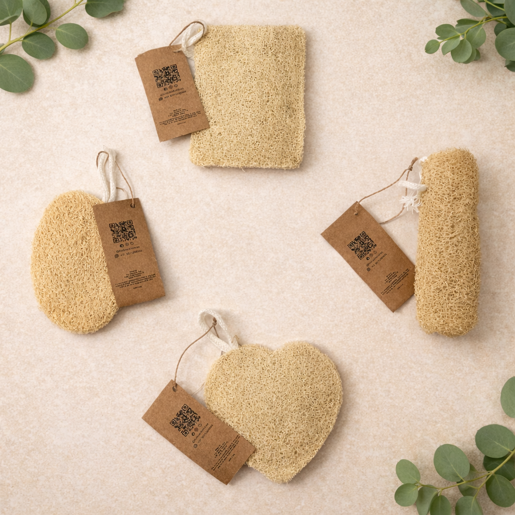 Natural Loofah Bath Combo – Dual Scrub Set for Full Body Exfoliation