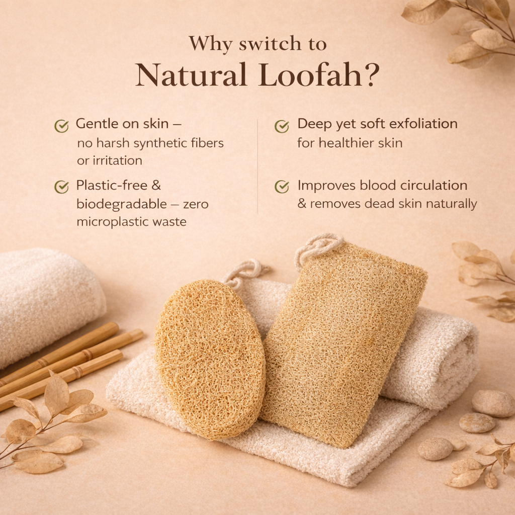Natural Loofah Bath Scrubber – 100% Biodegradable Body Exfoliator | Plastic-Free Bath Sponge