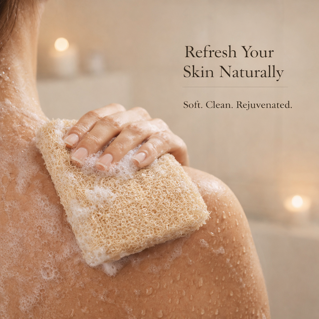 Natural Loofah Bath Scrubber – 100% Biodegradable Body Exfoliator | Plastic-Free Bath Sponge