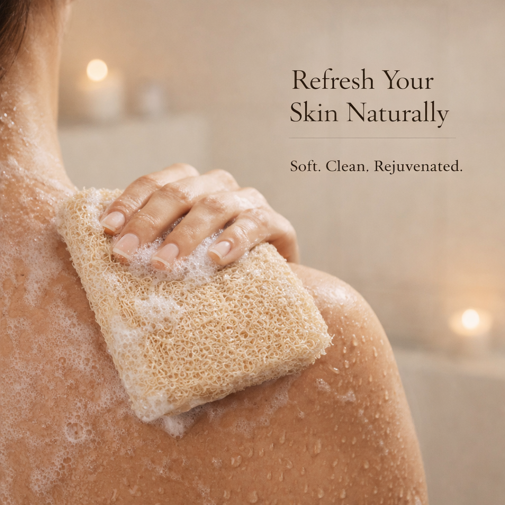 Natural Loofah Bath Combo – Dual Scrub Set for Full Body Exfoliation
