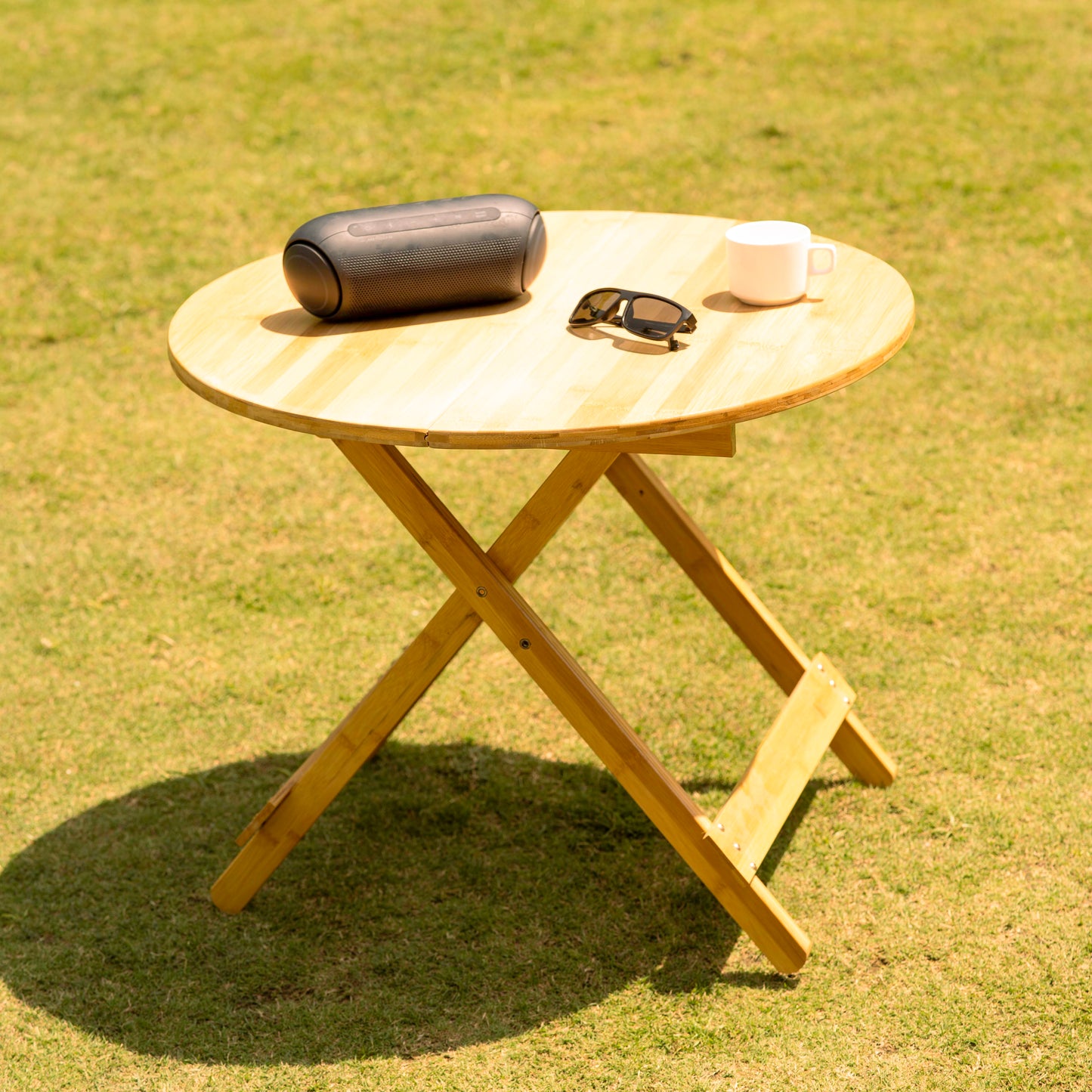 Bamboo Round Coffee Table | Minimalistic Folding Bamboo Table