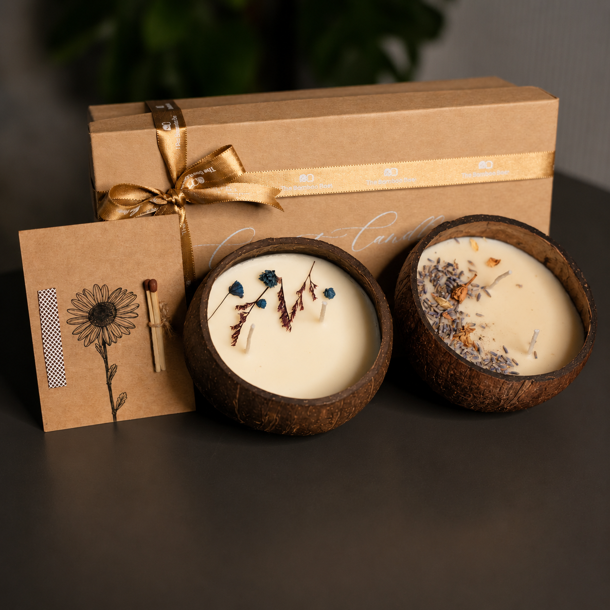 Handcrafted Coconut Shell Soy Wax Candles (Set of 2) | Perfect Corporate Gifting Set