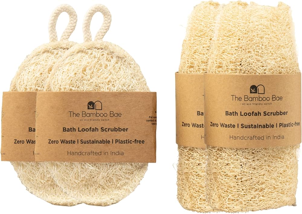 100% natural loofah for bathing – eco-friendly exfoliating puff for men and women.