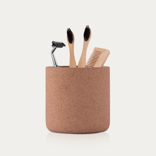 Eco-friendly round cork stand – sustainable cork desk organizer for home, office, or gifting.