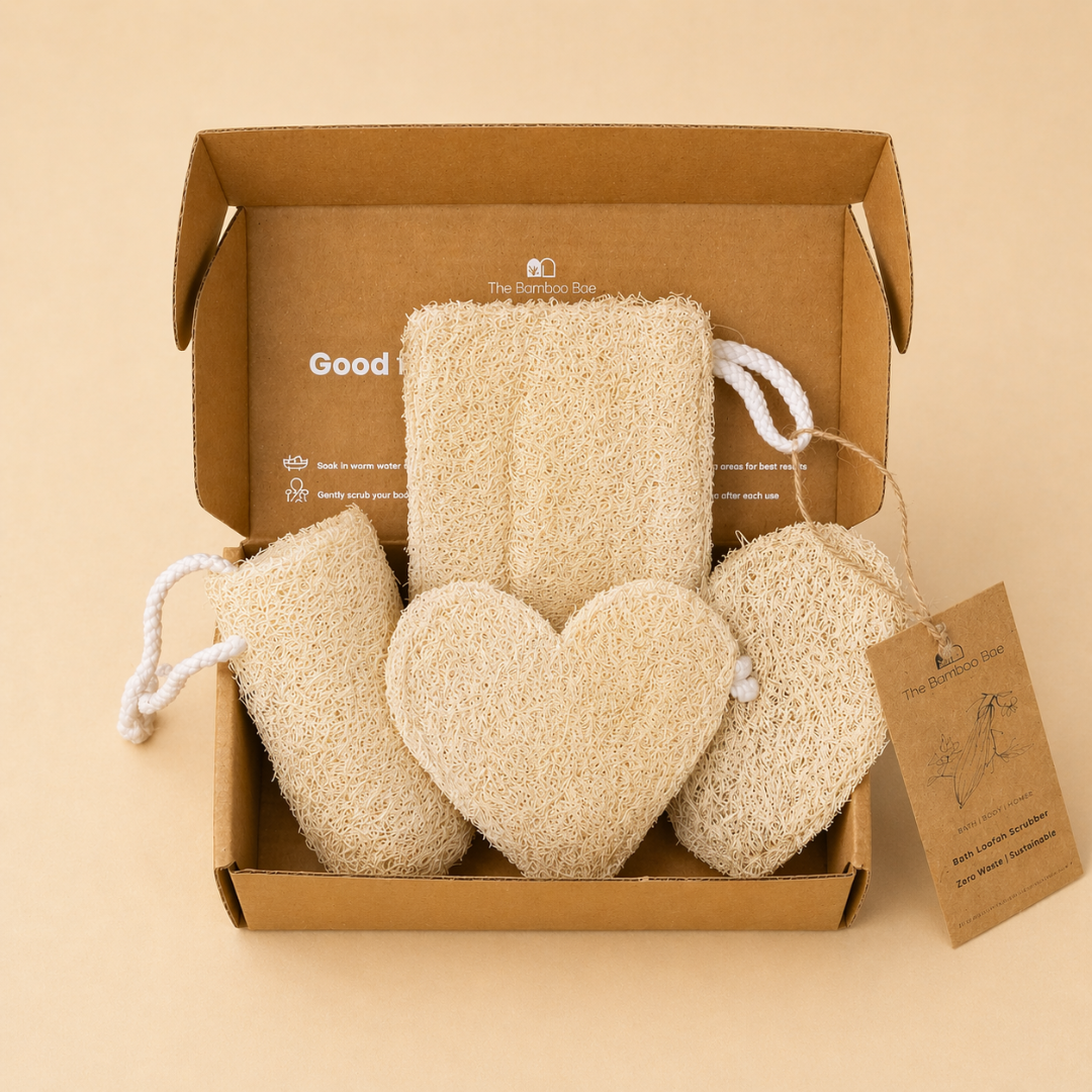 Natural Loofah Bath Combo – Dual Scrub Set for Full Body Exfoliation