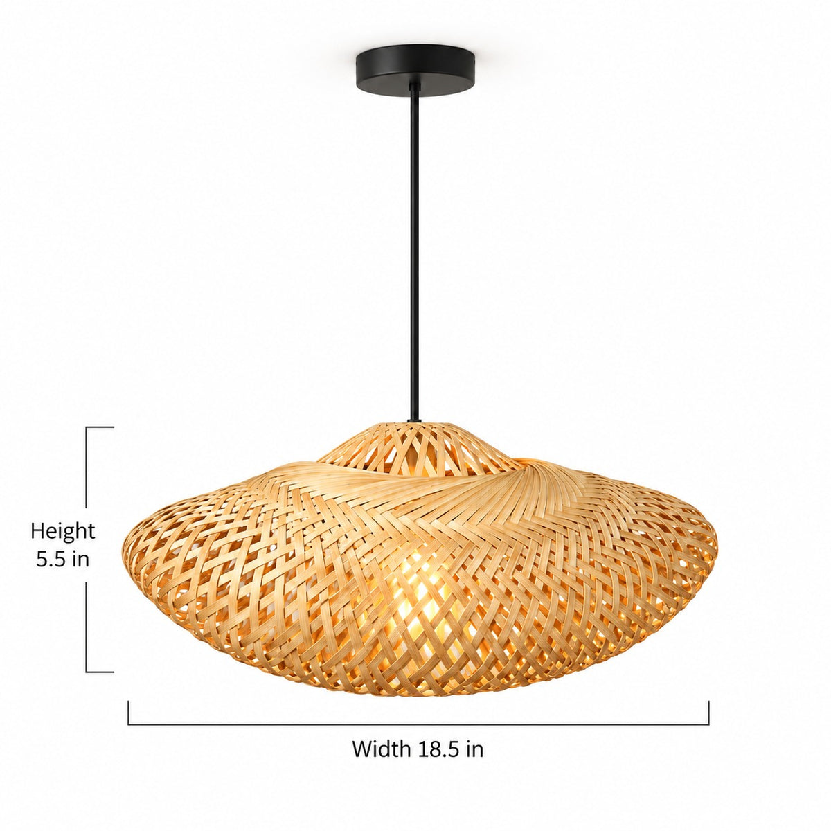 Wave Form Sculptural Bamboo Pendant Lamp