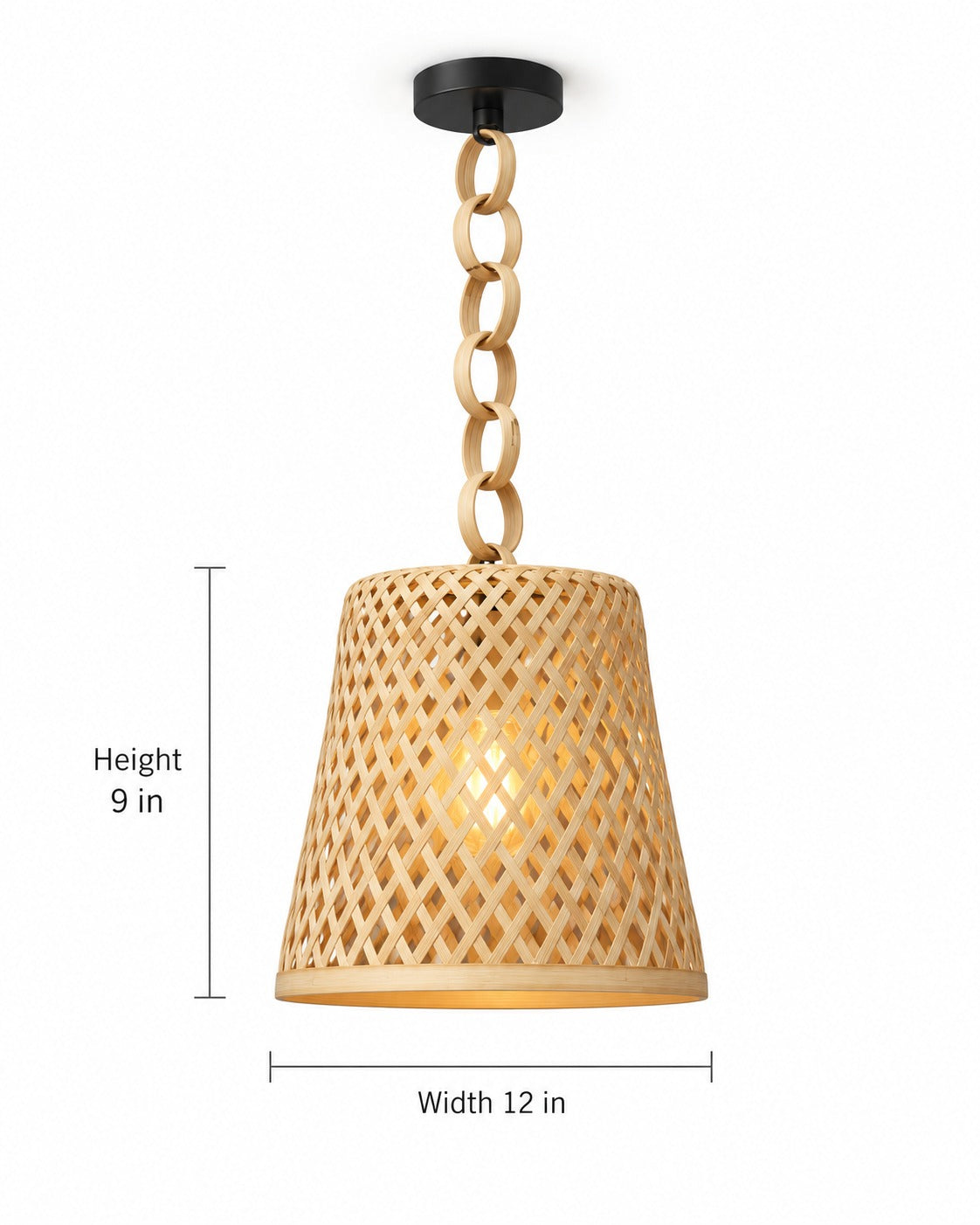 Tapered Cone Artisan Bamboo Pendant Lamp