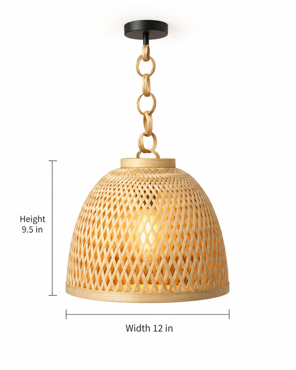 Wide Dome Statement Bamboo Pendant Lamp