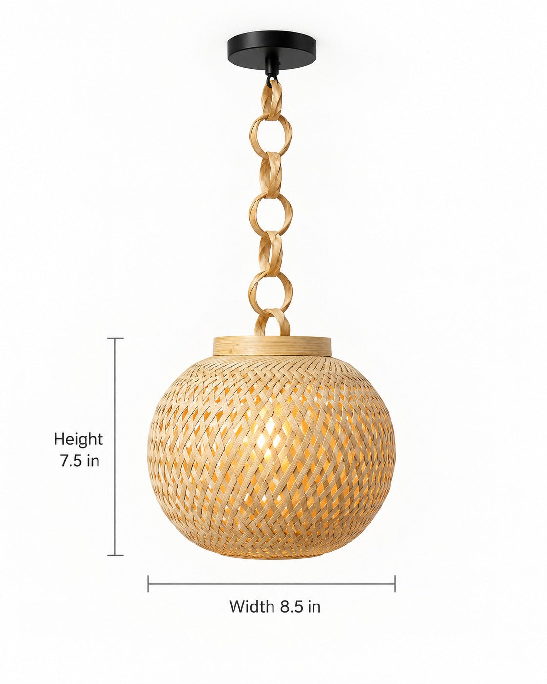 Round Orb Sculptural Bamboo Pendant Lamp