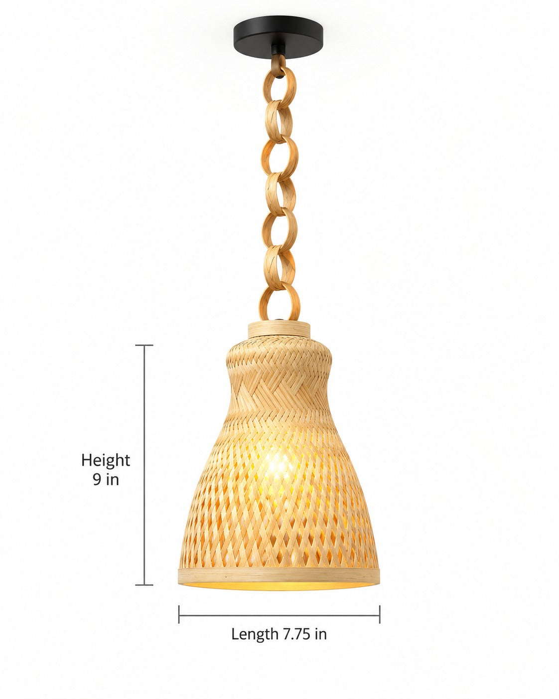 Flared Bell Sculptural Bamboo Pendant Lamp