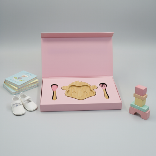 Cute monkey-shaped baby feeding plate with fork & spoon