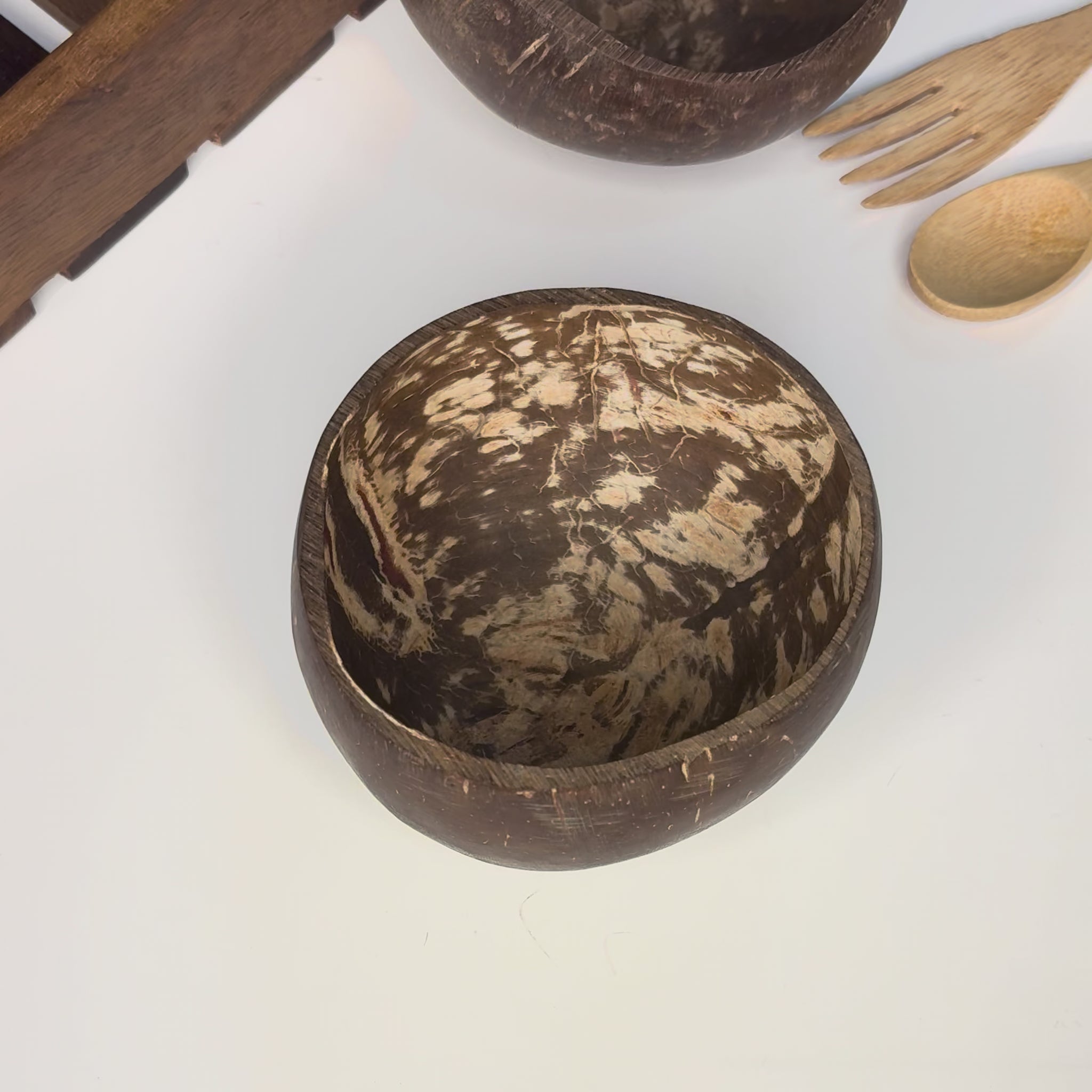 Eco-friendly upcycled coconut bowl – naturally polished snack bowl for snacks, desserts, or salads.