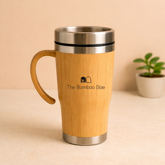 Bamboo Travel Tumbler with Stainless Steel Lid | Reusable Eco-Friendly Coffee & Tea Mug