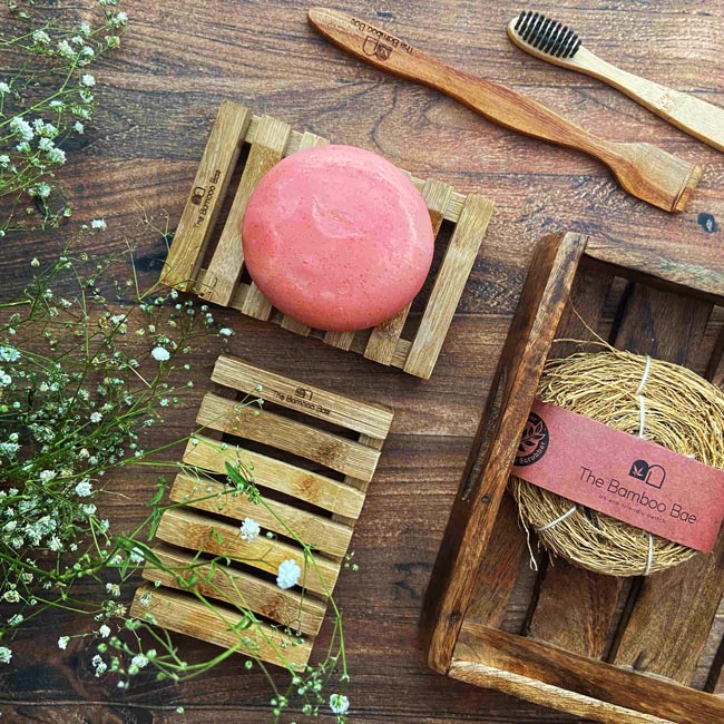 Bamboo soap dish with tray sale