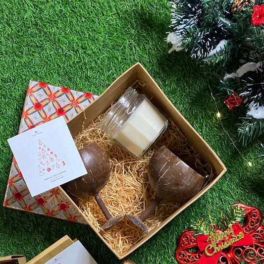 Drunken Santa Gift Box | Sustainable Celebration with Wine Glasses & Soy Candle