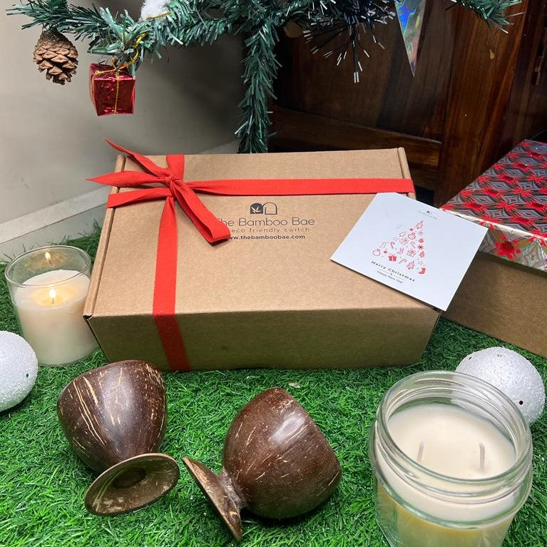 Christmas Vibes | Christmas Hamper | Sustainable Celebrations with Shot Glasses & Soy Candle